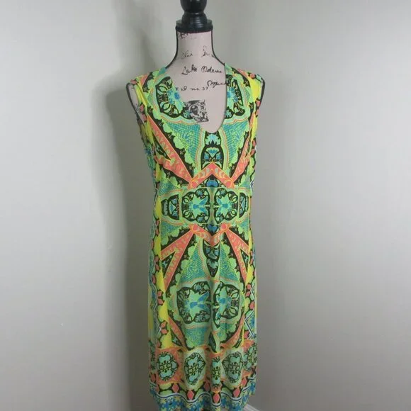 Madison Dress M Sleeveless Bright Print - Picture 2 of 12